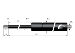 Gas strut GF 14/27 800N / 500mm
