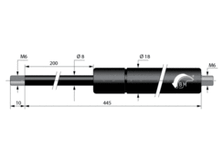 Gas strut GF 8/18, 350N / 200mm