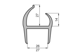 Uszczelka PVC 26/27mm, szara/szara, 5m