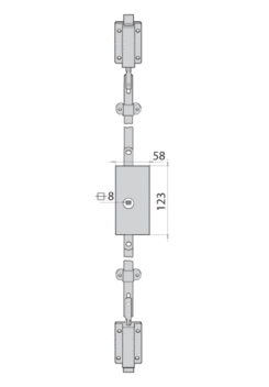 Zámok 123x58 mm - komplet, ľavý, Zn