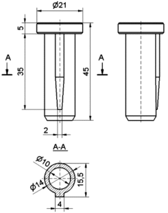 Scharnierbuchse o 10 mm, mit Flansch