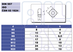 Mutter M8 4kant. DIN 557 verzinkt