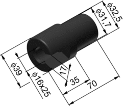 Plastic tube end cap31.7mm, ribbed, rubber