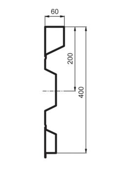 Side profile, steel, PDL-I 400/60/33 TS-2