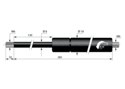 Vzpěra plynová 8/18 100N 120mm