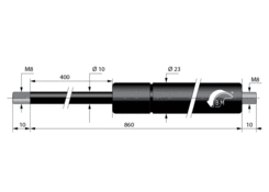 Vzpěra plynová 10/23 1200N 400mm