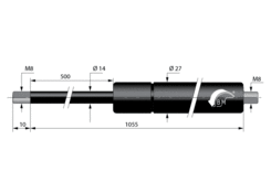 Gas strut 14/27 950N 500mm