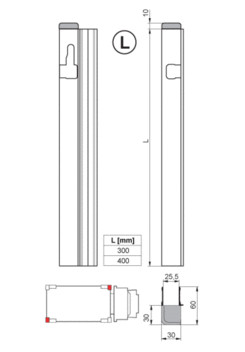 Edging profile for lock T50 400mm, left