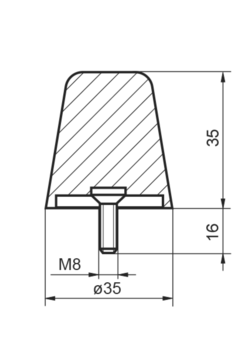 Stopper damper 35x35mm