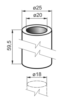 Trubka distanční o18x59,5mm nerez