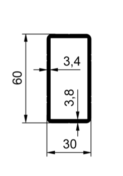 Profil 60x30x3,4 - groove anodized