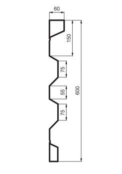 Side profile, steel, P600/60/33 2TSFS-2,5