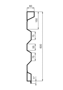 Side profile steel PDL-A600/60/33 2TS/FS