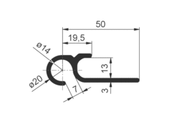 Profile for curtain tensioning 2550mm