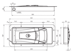 Recessed lock PUSH o16/29mm stainless